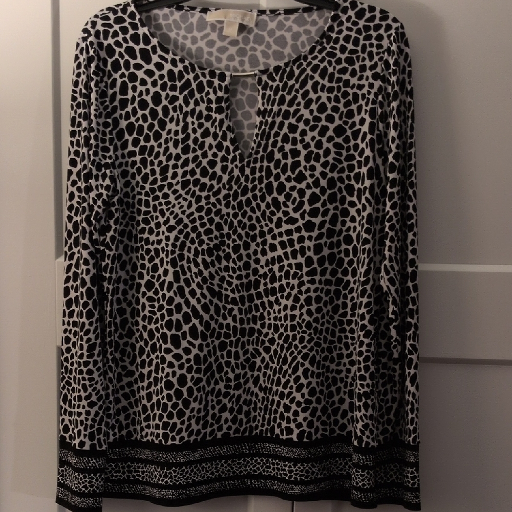 Michael Kors Black and White Patterned Blouse